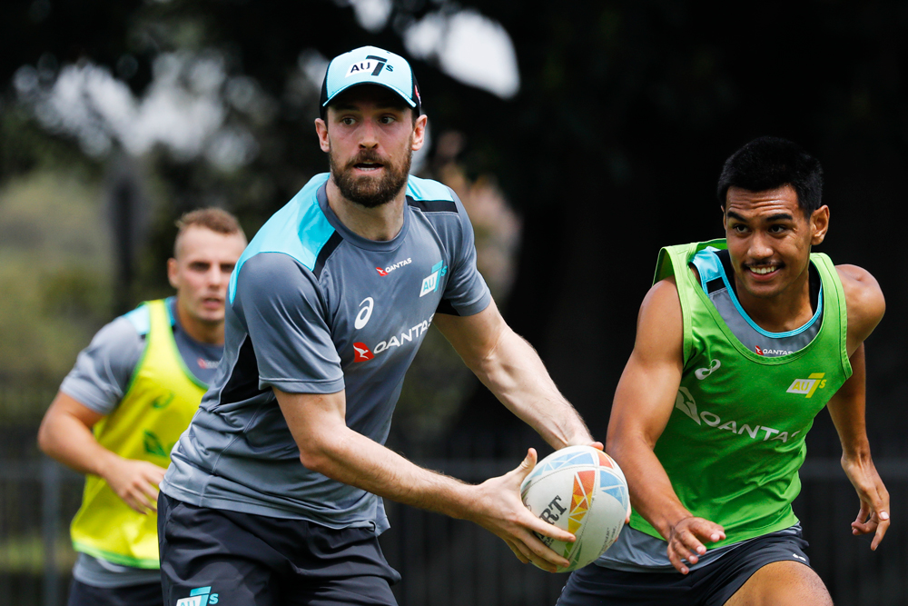 Luke Morahan training with the Aussie Sevens. Photo: Rugby AU/Karen Watson